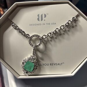 BP Silver Necklace with Green Pendant